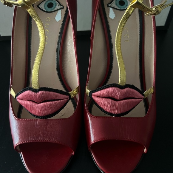 Exclusive Sand Pellets S. Cuoio Malaga Kid/Nappa – Silk Hibiscus Red/Oro Vecchio - Picture 8 of 9